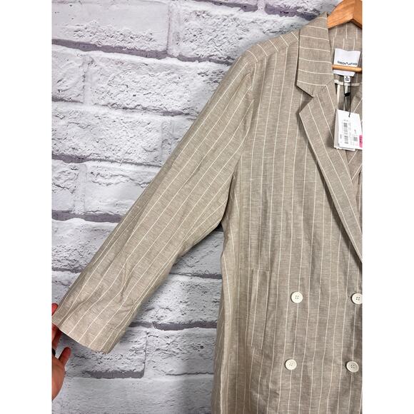 NWT Gibson Latimer Womens XL Coastal Preppy Classic Linen Double Breasted Blazer - Picture 5 of 13